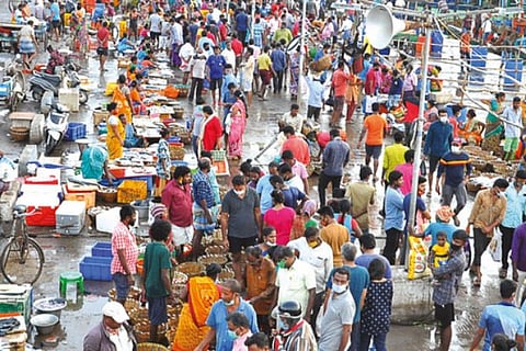 Traders said the crowd at the market on Sunday was less compared to other weekends