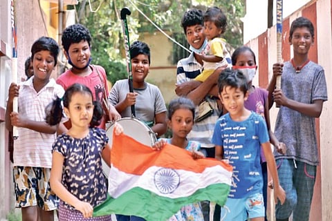 Kids at Nungambakkam, Chennai, celebrate India?s bronze-medal victory (Photo: Manivasagan N)