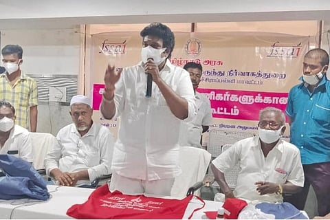 The Food Safety Officer Dr Ramesh Babu speaking among the participants in Tiruchy on Saturday