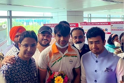 Hero's welcome for Olympics gold medalist Neeraj Chopra after arrival in Delhi