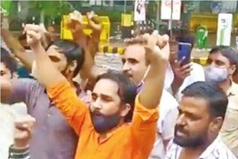 Video grab of anti-Muslim slogans being raised by unidentified persons at Jantar Mantar in New delhi