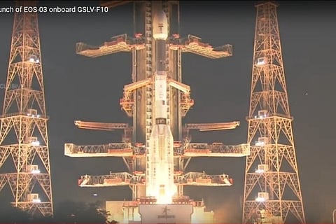 Source: Twitter (ISRO); GSLV-F10 lifts off successfully from Satish Dhawan Space Centre, Sriharikota