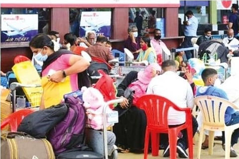 Passengers waiting at Tiruchy international airport on Thursday