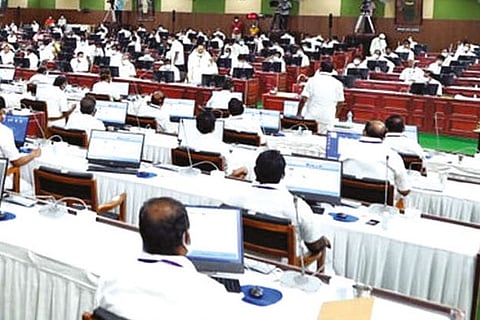 Budget debate in progress in the Assembly on Tuesday.