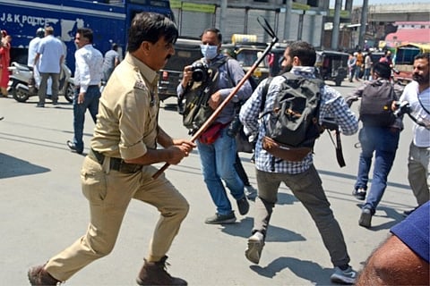 File photo: Twitter; Media persons were thrashed by the JK policemen