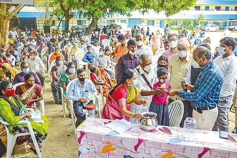 Lots being taken at Royapetah Gill Adarsh MHSS as part of RTE admissions.