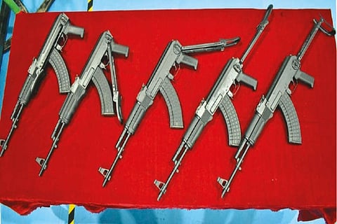 The stages of Down Folding Butt rifle launched by OFT on display