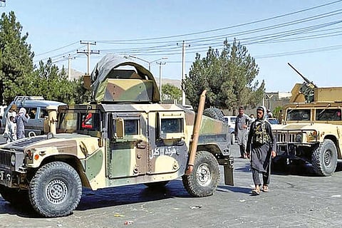 Taliban forces block the roads around the airport in Kabul, Afghanistan (File Photo)