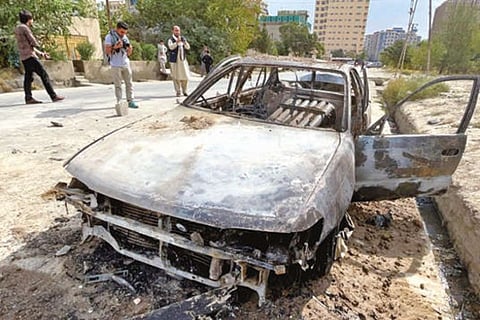 The vehicle from which rockets were fired, in Kabul