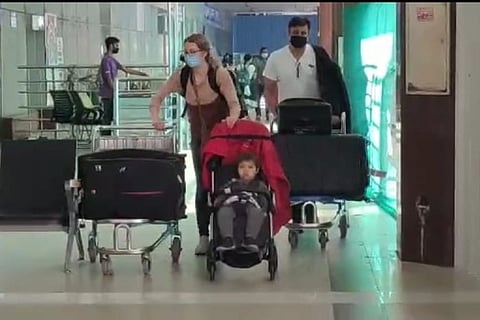 Passengers coming out of Internation Terminal at Chennai Airport