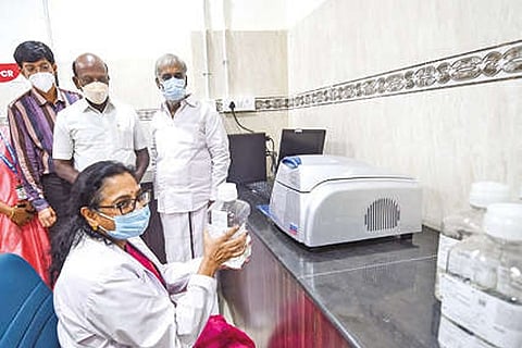 Ministers Ma Subramanian and Sekarbabu inspect TaqPath RT-PCR lab