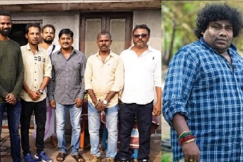 Team photo during the pooja; Yogi Babu.