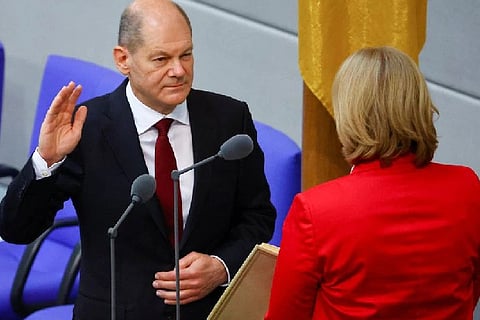 Olaf Scholz swearing in as Germany's Chancellor.