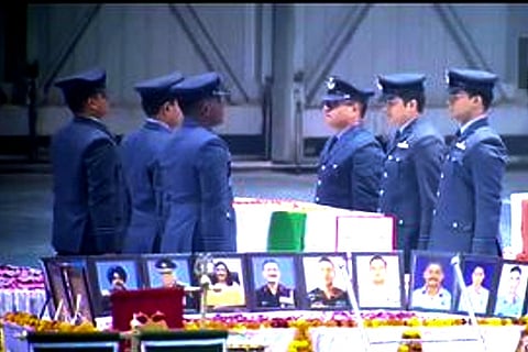 The bodies of Army personnel killed in the chopper crash brought to Delhi, Palam Air Force base