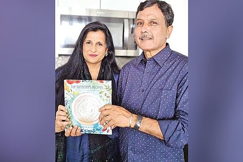 Jayshree and Sundar with the book