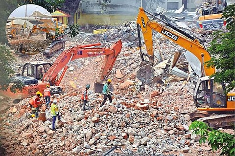 The demolition of the old structure will be completed in two weeks