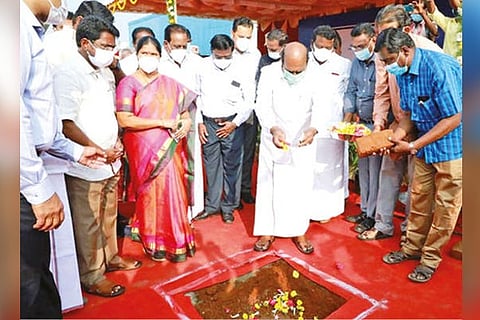 Minister EV Velu laying foundation stone on Wednesday
