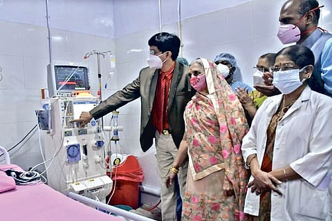 File photo of Health Secretary J Radhakrishnan inspecting at hospital