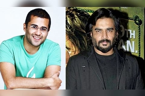 (Left) Chetan Bhagat; R Madhavan