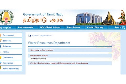 Screenshot of the Water Resources Department portal