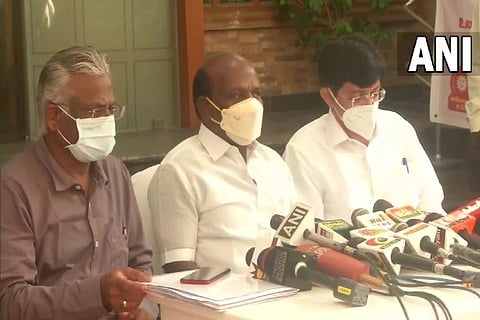 Tamil Nadu Health Minister Ma Subramanian with State Health Secretary Dr. J. Radhakrishnan