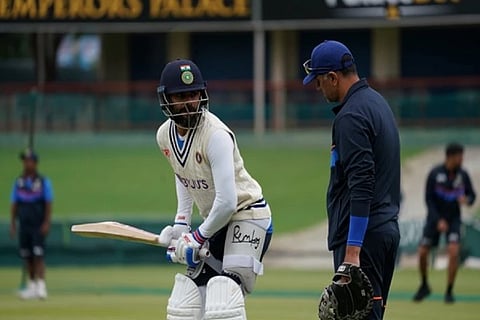 Team India head coach Rahul Dravid and Test skipper Virat Kohli (Image Courtesy: ANI)