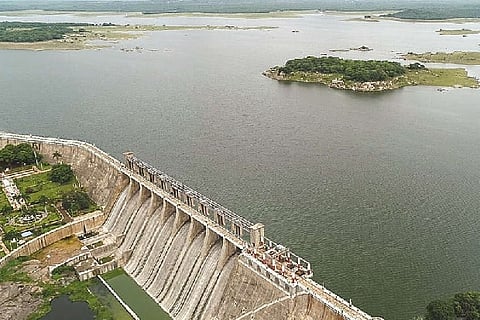 A view of the island inside Sathanur dam to which tourist boat service has been planned
