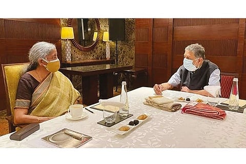 Nirmala Sitharaman with N Srinivasan in Chennai