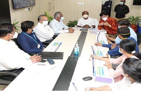 Central team during a meeting with Ma Subramanian