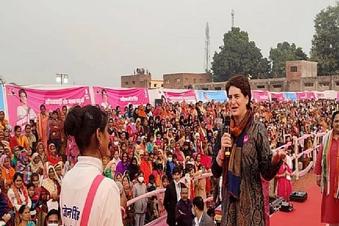 Congress leader Priyanka Gandhi in Firozabad (Credit: ANI)