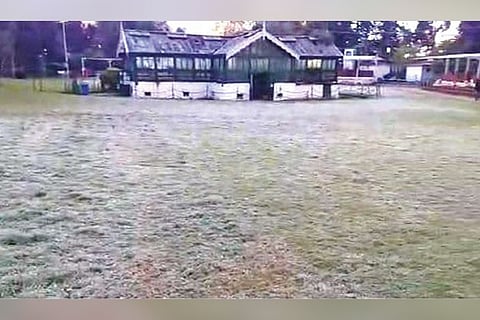 A blanket of frost seen on Government Botanical Garden in The Nilgiris