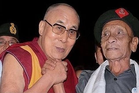 Dalai Lama with Naren Chandra Das (Image credit: Twitter/@ANI)