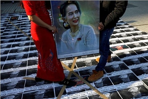 File photo;Protest crowds have grown bigger and bolder since Monday's coup.