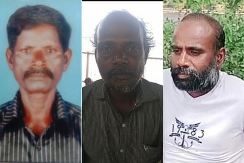 Photos of the deceased: Arumugam, Murugan, Bhagyaraj (From right to left)