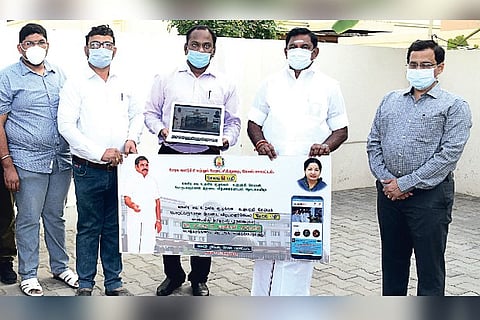 Chief Minister Edappadi K Palaniswami on Tuesday launching the SHGs sales app in Salem on Tuesday.