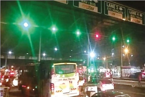 Traffic snarl a toll plaza on Tuesday