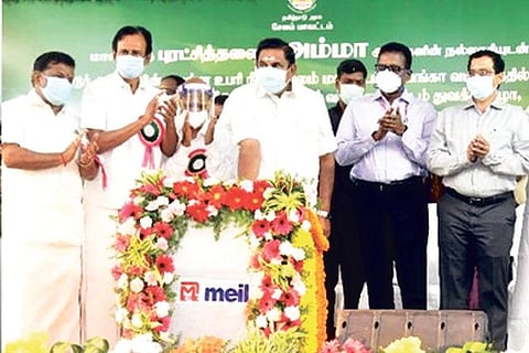 Chief Minister Edappadi K Palaniswami inaugurating Rs 565 crore Mettur surplus water scheme in Salem