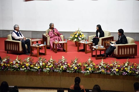 Finance Minister Nirmala Sitharaman interacting with IIM Ahmedabad Students