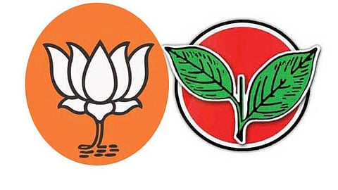 Representative image of BJP symbol and AIADMK symbol
