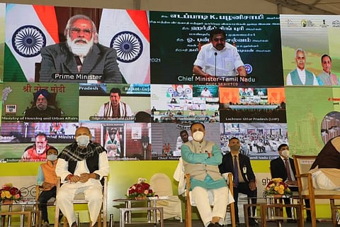 Virtual inauguration of the GHTC project. Image Courtesy : Twitter - @vijayrupanibjp