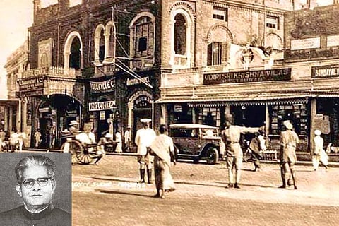 Udupi Sri Krishna Vilas Hotel at Mount Road Roundtana; inset: Krishna Rao.