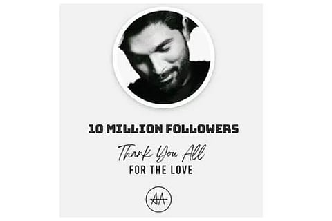 Allu Arjun thankful for garnering 10 million Instagram followers