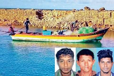 Arrested fishermen?s boat,Balamurugan, Sakthivel, Manibalan