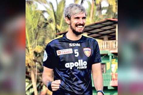 CFC defender Enes Sipovic all smiles during a training session