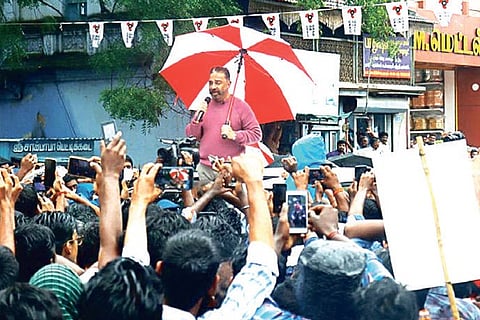 Kamal Haasan campaigning in Tirupur on Tuesday