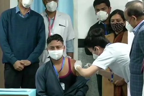 Delhi sanitation worker receives India's first COVID-19 vaccine