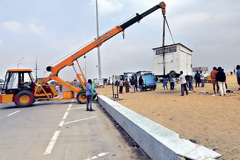 File photo of shops being rearranged on Marina