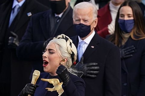 With passion and fashion, Lady Gaga delivers powerful anthem at Biden swearing-in ceremony