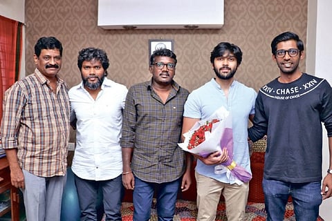 Dhruv with Mari Selvaraj, Pa Ranjith and team.
