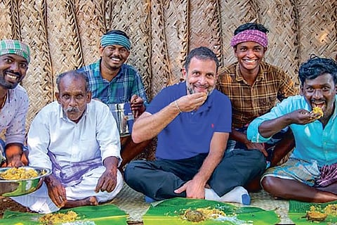 Rahul having the biriyani.